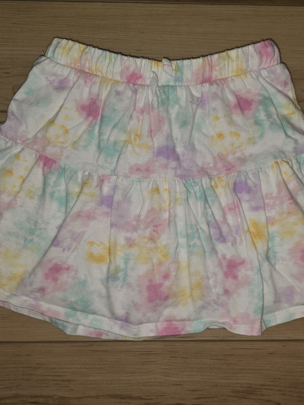 Pastel Tie-Dye Tiered Skirt - White Multicolor